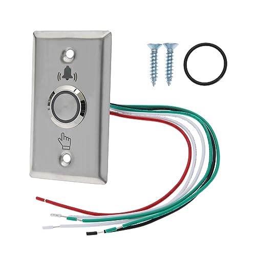 SING F LTD Waterproof Door Bell Lighting Pressure Button Switch With LED NO&NC 304 Stainless Steel Wireless Doorbell 12V Luminous Button LED Flash 87x51mm