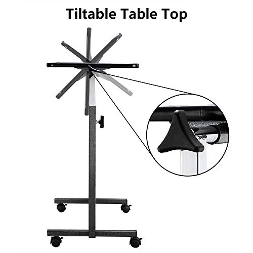Volowoo Tilting Overbed Table, Multifunctional Adjustable Bedside Table,Medical Adjustable Overbed Bedside Table with Wheels & Brake for Hospital and Home Medical Use (Silver Grey) - Thumbnail 5