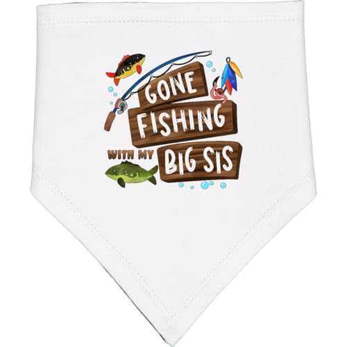 inktastic Gone Fishing with My Big Sis Baby Bandana Bib
