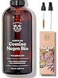 Bionoble Aceite de Comino Negro Orgánico 100ml - Botella de Vidrio + Pipeta + Bomba - 100% Puro y Prensado en Frío - Piel, Cabello y Uñas - Organic Black Seed Oil - Aceite Vegetal Nigella Sativa