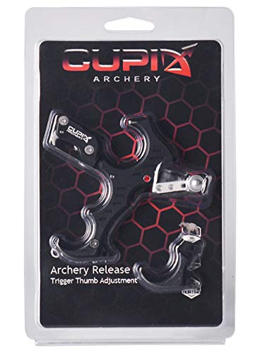 Cupid 360°Rotation Thumb Bow Release, Aluminum Alloy 3&4 Finger Grip Adjustable Archery Release Aids #TOP5