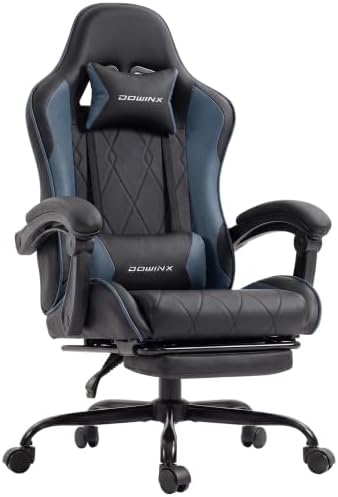 Dowinx Gaming Chair with Footrest, Ergonomic Office Chair, Blue |...