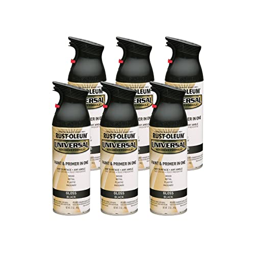 Image of Rust-Oleum 245196-6PK Universal All Surface Spray Paint, 12 oz, Gloss Black, 6 Pack
