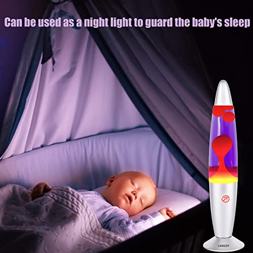 Lamzzp Lava Lamp Purple Lava Lamps For Adults Kids, Silver Base Motion Lamp With Orange/Yellow Wax In Purple Liquid 13.5-Inch,Cool Stuff For Bedrooms Birthday Gift Christmas Decorations #TOP7