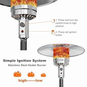 Patio Heater 48000 BTU For Outdoor Use With Wheels, 3 Setting Portable Outdoor Heater Use With Round Table Design, Backyard Propane Heater Patio Heater 48000 BTU For Outdoor Use With Wheels 3 Setting Portable Outdoor Heater Use With Round Table Design Backyard Propane Heater
