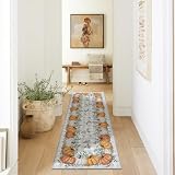 Artoid Mode Orange Pumpkins Eucalyptus Leaves Fall Area Rug 2x6 Feet