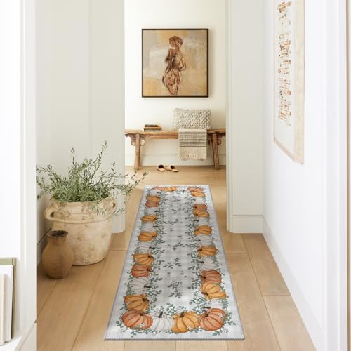 Artoid Mode Orange Pumpkins Eucalyptus Leaves Fall Area Rug 2x6 Feet