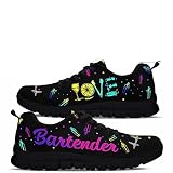 Bartender Heartbeat Love Sneakers Fashion Shoes, Bartender Fashion Low Sneakers with Box for Men and Women. Bartender Shoes Gifts for Bartenders Bartender Lovers