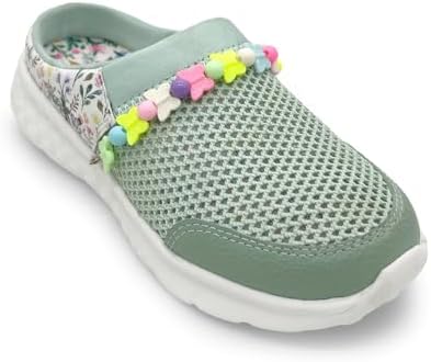 Hopits by KazarMax Summer Breeze Kids Girls Sea Green Detachable Friendship Bracelet Breathable Slip-On Mules -6 UK