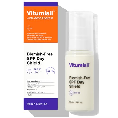 Dermz Vitumisil Regenerating SPF 50 Day Cream – Anti‑Acne, Seboregulating Sun Protection with Niacinamide & Dendriclear™ – Lightweight Mattifying SPF 50 Moisturiser – 50 ml