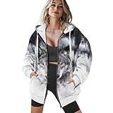 Coupe ample : les sweats à capuche décontractés pour femme ont 7 tailles au choix entre XS à 4XL. Veste zippée adaptée pour les personnes de différents types de corps, ajoutant une atmosphère tendance et décontractée à l'apparence générale et vous apportant une expérience de port décontractée et confortable