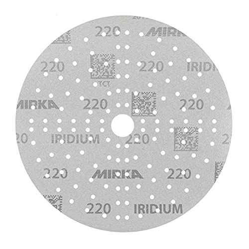 Mirka Iridium Premium Sandpaper diameter 150mm Hook & loop 121-Hole, Grit 220, 100 pcs/for sanding of paint putty, primer - Image 3