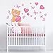 R00011 Adesivi Murali Bambino Ecologici e Anallergici Soffice Effetto Tessuto Riposizionabile Orsetto Amici del Cuore Decorazione Muro Neonato Cameretta Asilo Nido Carta da Parati Adesiva
