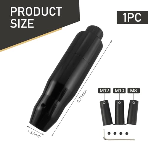 QODOLSI 1 PC Car Automatic Shift Lever with Adapter, 1.37\" x 5.7\" Easy Control Smooth Easy Grip Alloy Shift Knob, Modified Decorative Accessories for Automatic Transmission Cars (Black)