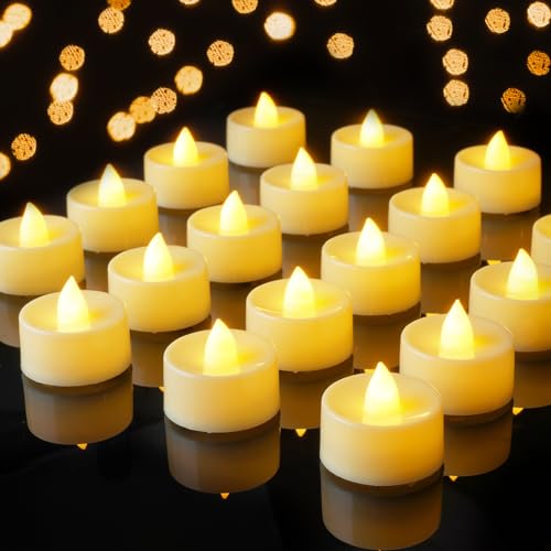 AMAGIC 12 Pack LED Flameless Tea Lights Electric Battery Operated Last 100 Hours+ for Home Decoration Vovite Table Centrepiece Holiday Birty Day Valentines Day
