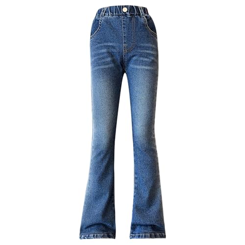 Loyan Flared Jeans for Girls Elastic Waist Denim Pants Ruffle Bell Bottoms Casual Leggings2