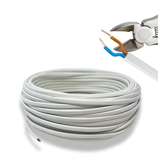 HALOTEC | Cable Eléctrico 25m 2 Hilos 2x0.75mm² | Modelo H03VVH2-F PVC | Doble Aislamiento, Plano y Flexible Blanco | Ideal Seguridad Hogar, Oficina, Maquinaria Industrial, Instalación Corriente