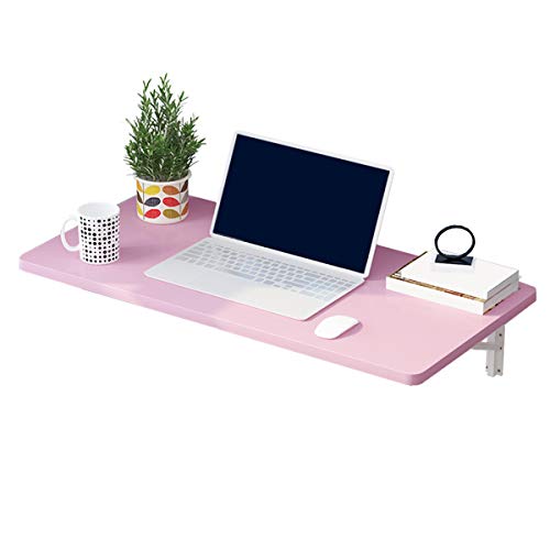 Escritorio de computadora Plegable de Pared Plegable para el hogar Escritorio de Estudio Plegable Simple Consola de Carga de Cocina Adecuado para Espacios pequeños (Rosa/Blanco)