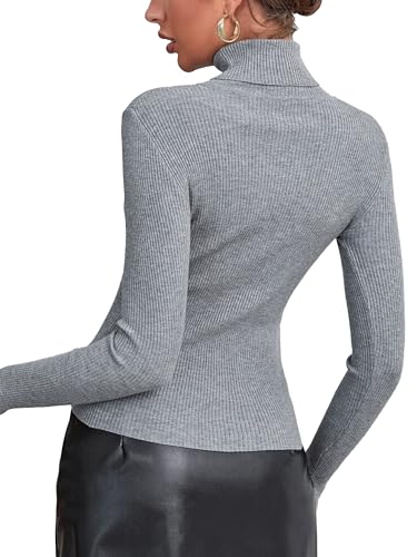 Image of Turtleneck Sweaters for Women Ribbed Long Sleeve Pullover Sweater
