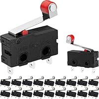 DAOKAI Mikroschalter Endschalter mit Rollenhebel Arm 3 Pins Mini Miniatur Schalter 5 A 125 V / 250 V für verschiedene industrielle Automatisierungsgeräte(20 STÜCKE)