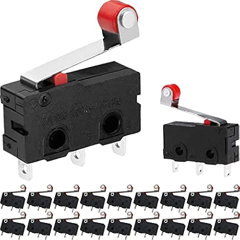 DAOKAI Mikroprzełącznik krańcowy z dźwignią rolkową ramię 3 piny, miniaturowy przełącznik 5 A, 125 V/250 V, do różnych przemysłowych urządzeń automatyki (20 sztuk)