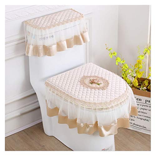 Toile Sitzauflagen 3 Stück/Set Europäische Spitze WC-Sitzkissen Haushalt WC-Sitz Toilettensitzabdeckung Combo Waschmaschine Winter U-förmig WC-Sitz (Color : 001) – Bild 4