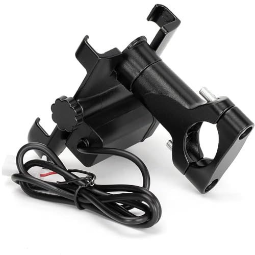 Image of Universal Bicycle Phone Mount Holder, Adjustable Handlebar Clamp, Black (C1 USB)