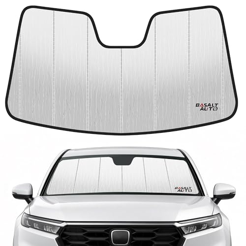 BasaltAuto Windshield Sun Shade Compatible for 2023-2026 Honda CR-V Silver Reflective Foldable Front Sun Visor Sunshade Protector with Storage Bag Keep Interior Cool