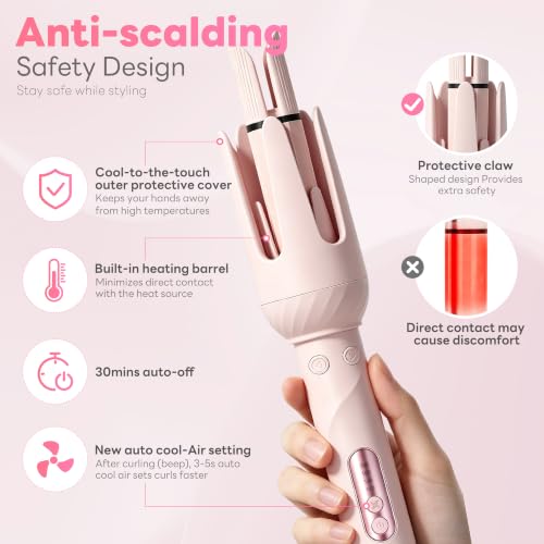 iTayga Kit de fer à friser 3 en 1 interchangeable, 3 embouts de coiffage : fer à friser de 32 mm et 38 mm + fer ondulé, 4 niveaux de température + fixation à air froid, arrêt automatique après 30 min – vue 4