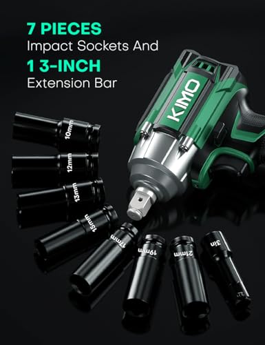 Cordless Impact Wrench for Dewalt Battery 20V, 600Ft-Lbs (814N.m) 1/2 Inch Brushless Impact Gun, 6 Modes, 3000RPM High Torque Impact Wrench, 7 Sockets, Variable Speed for Car Tire Removal/Rusted Bolts