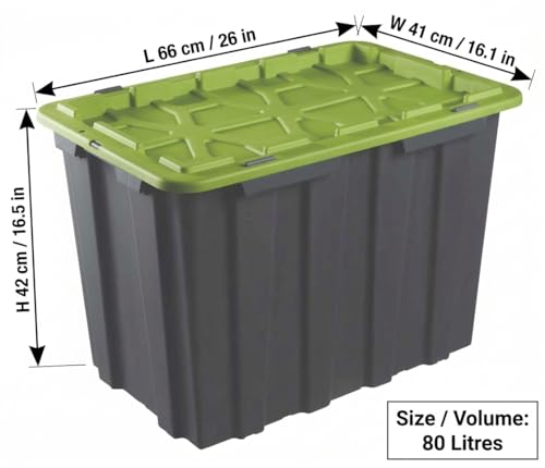 Image of UNIBOX 80L Heavy Duty Container with Lid | Durable, Stackable and Secure Stoage Box | 100% Recycled COPP | Perfect for Home, Office, Garage, Sports Equipment
