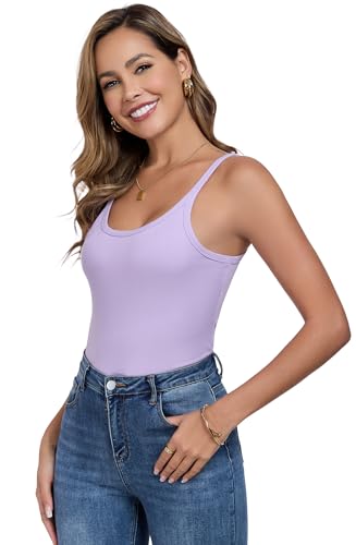 Womens Tank Tops Spaghetti Straps Scoop Neck Ribbed Slim Fitted Summer Workout Camisole Basic Layering Shirts4