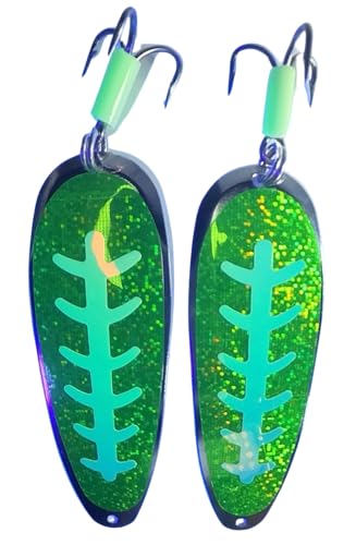 HOT UV & Glow Premium Magnum King Chinook Salmon Trolling Spoons 2...