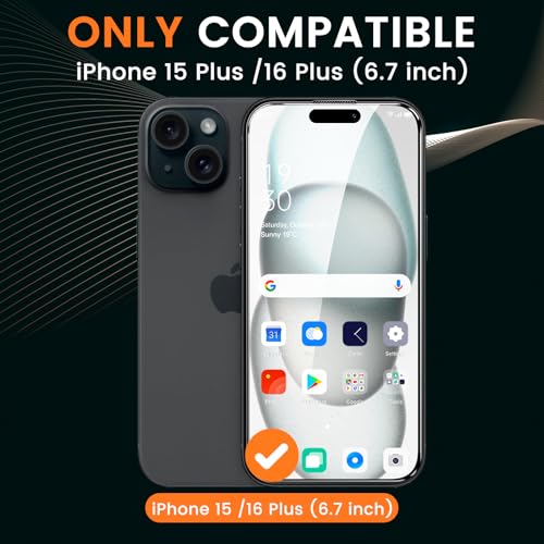 Image of Mr.Shield 360 True Privacy Screen Protector Tempered Glass Guard for iPhone 16 Plus and iPhone 15 Plus, 4-Way Anti-Spy with Easy Installation Kit, 9H Hardness, 3D Curved Edges, Case-Friendly