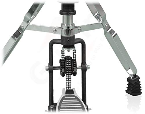 Premium 2 Leg Hi-Hat Stand By Griffin | Heavy Duty Hihat Cymbal Foot Pedal With Drum Key | Folding Two Leg Style Converts To A No Leg High Hat Mount | Double Braced Chrome Percussion Hardware Mount #TOP3
