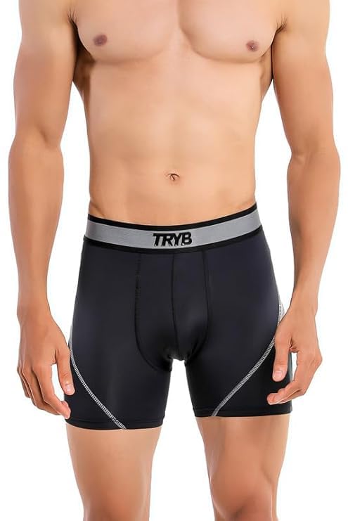 Image of TRYB Sports Underwear for Men | Stretchable Active-H Trunk Semi Compression Shorts | Trunks for Running & Gym Workout | Quick Dry, Breathable & Anti Chafing | Sports Innerwear Boxers