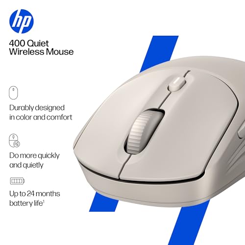 Image of HP Silent Wireless Mouse HP 400 | Bluetooth 2.4GHz USB Dongle Connection, High Precision Sensor with up to 6000 DPI Silicone, Energy Saving Design for Up to 24 Months (Battery Operated), Symmetrical