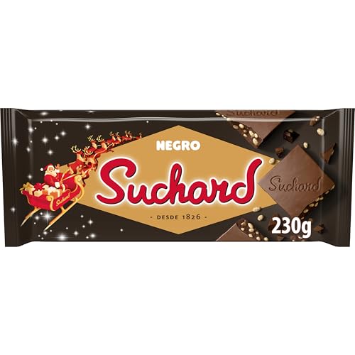 Suchard Turrón de Chocolate Negro con Arroz Inflado, Tradicional Delicia Navideña, Crujiente y Dulce - 230 g