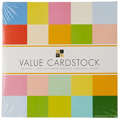 DCWV Cardstock Stack, Value Pack, Assorted Solid Colors, Smooth, 102 Sheets (6 Each), 12 x 12 inches - Image 2