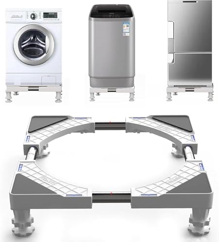 SEISSO Support Réglable pour Lave-linge, Sèche-linge et Réfrigérateur, Anti-vibrations et Réduction du Bruit, Largeur/Longueur 45–65 cm, Hauteur 10,5–13 cm, Capacité de Charge 300 kg