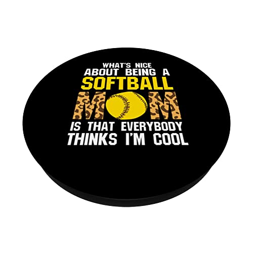 what's nice being softball mom softball mom softball player PopSockets Swappable PopGrip, Black - Image 2
