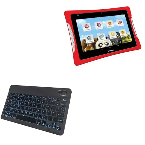 BoxWave Keyboard Compatible with Nabi DreamTab HD8 - SlimKeys Bluetooth Keyboard - with Backlight, Portable Slim LED 7 Colors - Jet Black