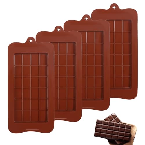 Moule Tablette Chocolat 4 Pièces Moule Chocolat Tablette Antiadhésif Chocolate Mold Réutilisable Moule Tablette Chocolat Profond pour Chocolat Maison Pralines
