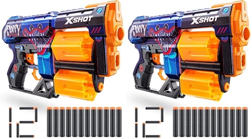 XShot X-Shot Skins Dread Poppy Playtime - Jumpscare (12 Dardos) por ZURU, Embalaje Libre de frustración, fácil Recarga, tecnología de Dardos de Bolsillo de Aire, Lanzador de Dardos de Espuma de
