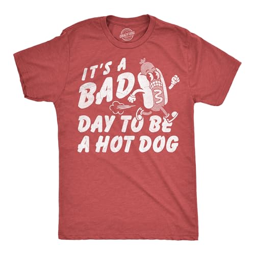 Mens Funny T Shirts Its A Bad Day to Be A Hotdog Sarcastic Fourth of July Graphic Novelty Tee for Men Funny T Shirts Patriotic Apparel for Men Cool Food Red - Bad XL