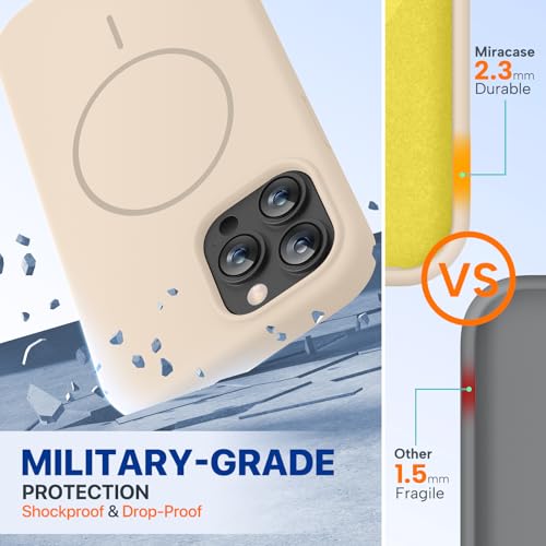 Image of Miracase Magnetic for iPhone 13 Pro Case, [Soft Anti-Scratch Microfiber Lining], Compatible with MagSafe, Liquid Silicone Shockproof Drop Protection Phone Case for 13 Pro, Sand
