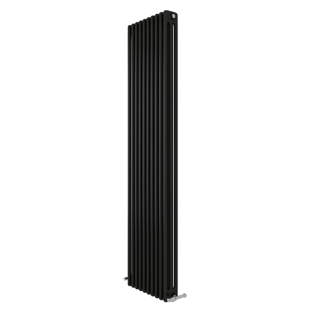 iBathUK Regency Wall-Mounted Vertical 3 Column Radiator, Steel Cast Iron Style High Thermal Output Hydronic Central Heating, Traditional Designer Radiator in Matt Anthracite, 1800 × 470mm