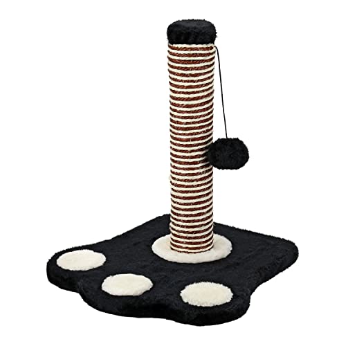Poste rascador de 40 cm para gatos o gatitos, bola colgante giratoria de 360 °, muebles duraderos para gatos cubiertos con alfombra de felpa suave, estampado de huellas de gatito para interiores
