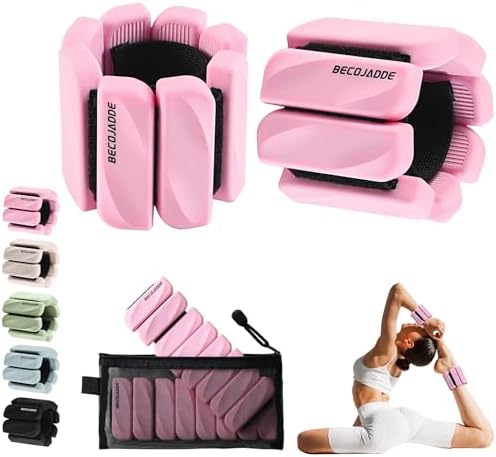 BECOJADDE Gewichtsmanschetten fuß 0.45 KG / 0.9 KG Je Gewichte für Beine und Arme Set 2 Ankle Weights Handgelenk Gewichte Knöchelgewichte Fussgewichte für Laufen Joggen Cardio Aero