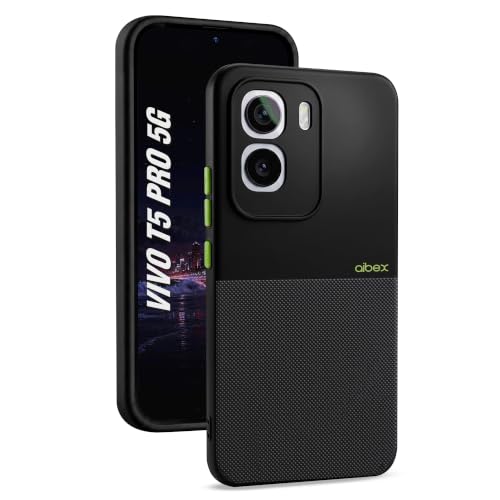 Image of AIBEX Premium Back Cover Case Compatible for Vivo T5 Pro 5G | Scratch & Drop Tested Shockproof Matte Texture Case with Soft Microfibre Lining | Slim Fit Cover with Anti-Scratch Finish - Black